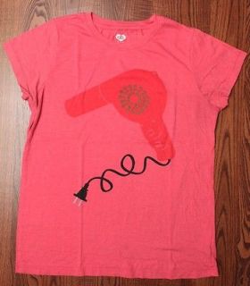 Fashion Hair Make Up Old School Blow Dryer Womens T Shirt Red XL
