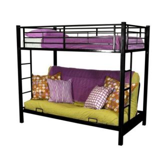 Walker Edison Twin over Full Size Futon Sofa Bunk Bed Steel Youth 