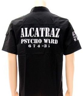 ALCATRAZ PSYCHO WARD Prison Men Fancy Black Shirt Sz XL