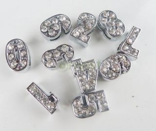 number character 0 9 Slider Rhinestone Beads Fit 8mm Belt Bracelets 