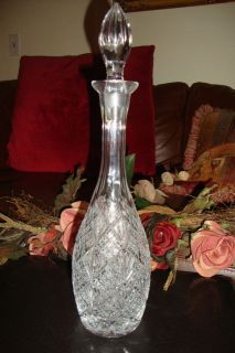 Genuine Hand Cut Lead Crystal Glass Decanter Poland Pineapple Rayed 