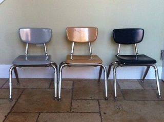 VINTAGE CHAIRS CROME LEGS CHILDS STUDENTS SCHOOL MID CENTURY MODERN 