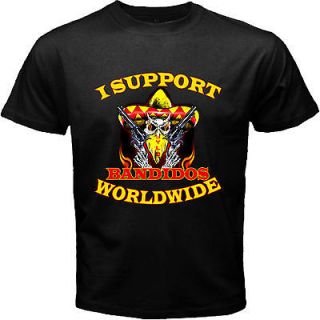 Support Bandidos MC Worldwide 1%er Biker Motorcycle Club Black T 
