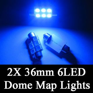 2X Blue 5050 36mm Festoon 6 SMD LED Car Vehicle Dome Map Interior 