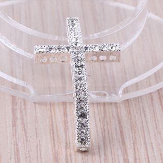   Curved Side Ways Crystal Cross Bracelet Connector Charm Beads Findings