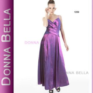   Donna Bella Bridesmaid Taffeta Maxi Evening Prom V Neck Purple Dress