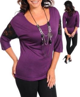   Sexy Purple Plus Size Casual Dressy Top Blouse Shirt Tunic XL 2X 3X