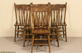 Set of 6 Pressback 1900 Antique Dining Chairs