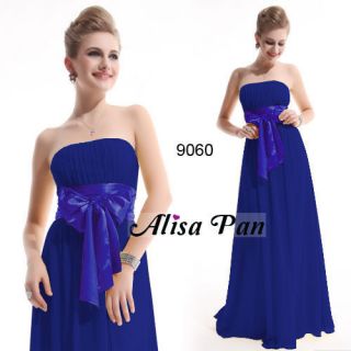 Quinceanera Damas Sapphire Blue Chiffon Maxi Bridesmaid Dress 09060 US 