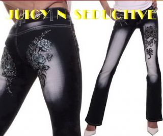 Crazy Age Bootcut Jeans BLUE ROSE II + Ed Hardy tattoo♥ waist 24 