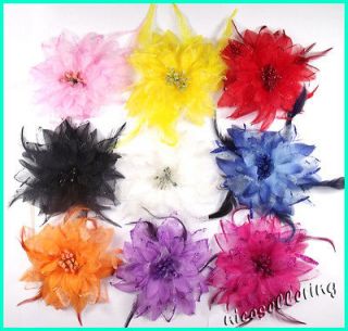   Baby Girl Lily Feather Party Supplies Hair Flower Clip Net Xmas L2 Z b
