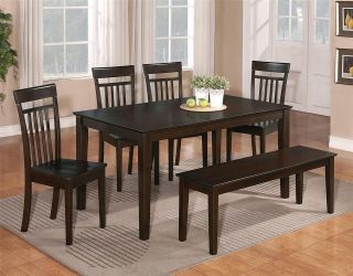 PC DINETTE KITCHEN DINING ROOM SET TABLE w/4 WOOD CHAIRS CAPPUCCINO 