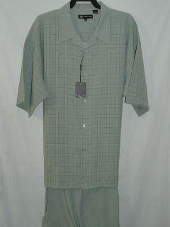   Piece Mens Short Sleeves Walking Leisure Suit by Montique #414 Sage