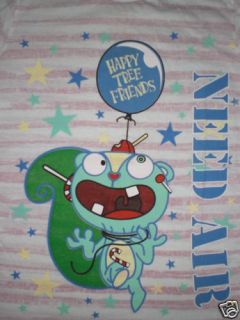 HAPPY TREE FRIENDS Nutty Need Air White & Pink Girly Girls Cartoon T 