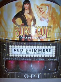 OPI NAIL POLISH BURLESQUE 4PC MINIS RED SHIMMERS *NEW*