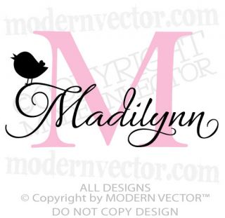 MONOGRAM Personalized Name Vinyl Wall Decal Sticker Girls Nursery WITH 