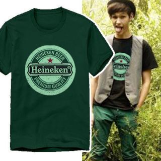   Man Heineken 100% Cotton Graphic Tees T Shirts Green Khaki US Size S