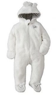 NWT Carters Baby Unisex Clothes Outerwear Pram Snowsuit White Bear 3 6 