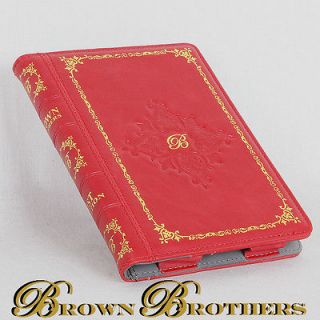 RED ANTIQUE LEATHER BOOK CASE COVER FOR  KINDLE 4 WIFI GENUINE 