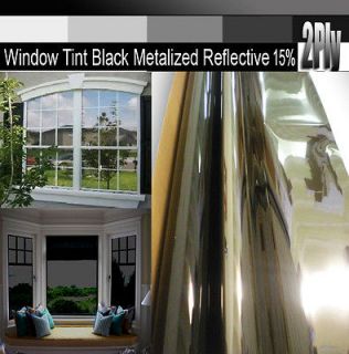 2Ply 60 x50 Home Window Tint Film Black Metalized Reflective HP 15%