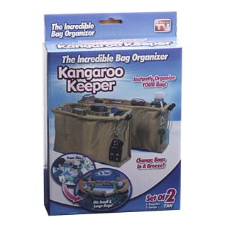Set Of 2 Tan & Black Kangaroo Keeper Multi Purse Bag Organizer