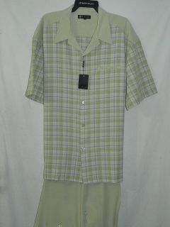   Mens Short Sleeves Walking Leisure Suit by Montique #373 Apple Green