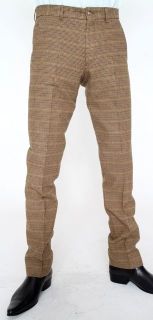   MENS BROWN CHECK SMART TWEED FORMAL WORK TROUSERS SIZE 30 38 W UK