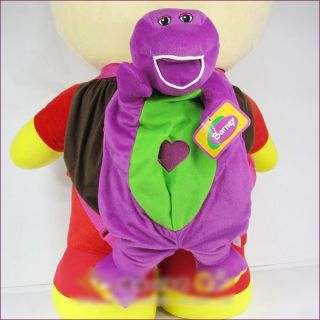   Soft 20 Barney Plush Doll Backpack The Dinosaur Heart Purple Bag