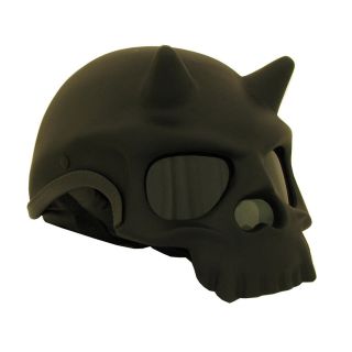 Novelty Skull Helmet With Horns Flames Airbrushing Harley Caliber 