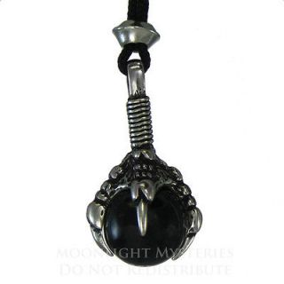 Dragon Hand Claw Pendant   Gothic Necklace   Black Glass Sphere 