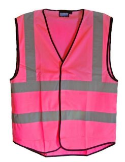 PINK Safety Vest, High Vis, Medium, Size Runs Big, Non ANSI