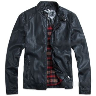   Mens Clothes Short Jacket PU Leather coat Motorcycle Jacket Outwear