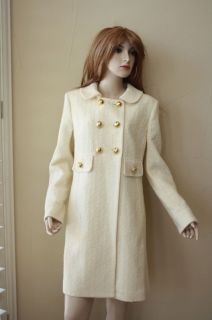 Milly Ecru double breasted wool silk coat 10 NWOT