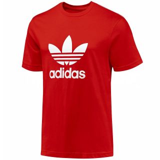 Adidas Originals Trefoil Mens Red Short Sleeve T Shirt Crew Neck Tee 