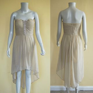 Taupe Strapless High Low Dress