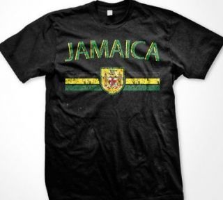 Jamaica Jamaican Flag Shield Tees Womens Ladies T Shirt