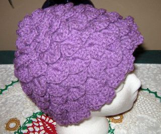 Crochet ladies cloche crocodile stitch hat Medium Purple