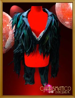   BLACK Lady Gaga ENTERTAINER Feather SHOW TIME TAIL SUIT JACKET