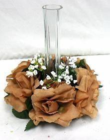 Roses Candle Ring BROWN Wedding Centerpiece Silk Flower