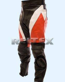   RED Armored Motorcycle Biker Leather Trouser Pant   All Sizes