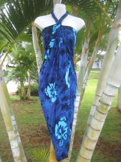 Sarong Plus Size Blue Hibiscus Coverup Pareo Wrap Dress