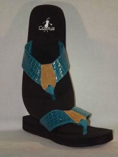Corkys Mandy Croc Print Flip Flops Turquois​e