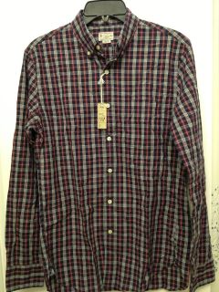   Crew Tailored Woven SLIM FIT Washed Button Down Multi Plaid Shirt XS S