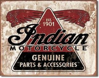 Indian   Genuine Parts & Accessories Motorcycle Garage Tin Metal Wall 
