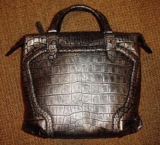   ALEXANDER MCQUEEN silver crocodile print leather bag handbag tote