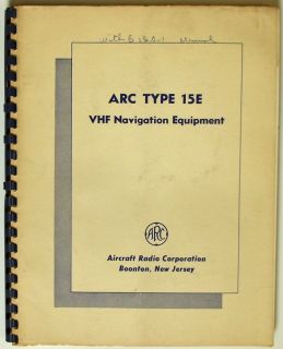 Aircraft Radio Corporation, ARC Type 15E VHF Navigation Equipment 