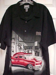 REILLY AUTO PARTS Chevrolet Red 57 Chevy Men Camp Shirt XL Free 