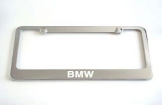 BMW 528 535 Chrome Metal License Plate Frame +Screw Caps Brand New