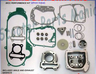 80cc Big Bore Kit Cylinder Head Piston Rings Scooter 139QMB GY6 50cc @ 