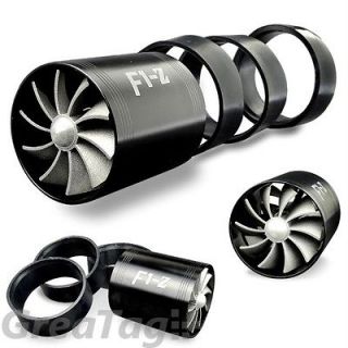   DOUBLE SUPERCHARGER TURBO CHARGER AIR INTAKE FUEL SAVER ECO FAN BLACK